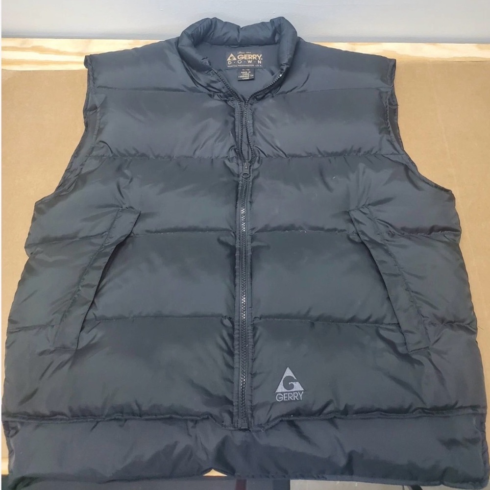Vintage Y2K Gerry Outdoor Supervest Goose‎ Down Retro Puffer Vest, Black XL